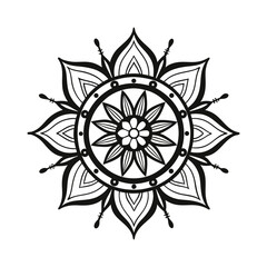 Black mandala vector isolated on white background. Vector hand drawn circular decorative element.