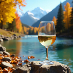 glass of red wine in autumn