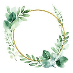 Watercolor white daisy wreath illustration