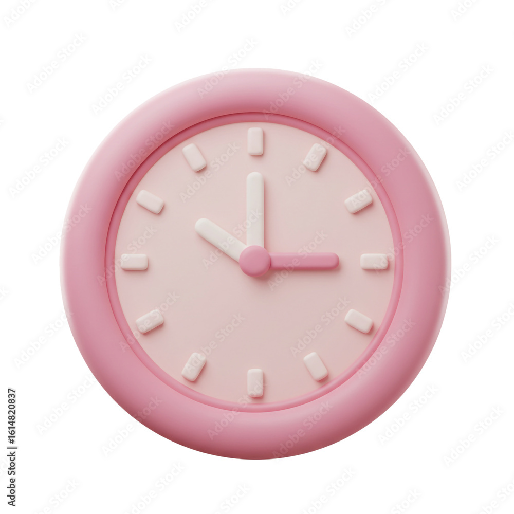 Poster a charming pink clock displays the time with a simple design perfect for illustrating concepts of pu