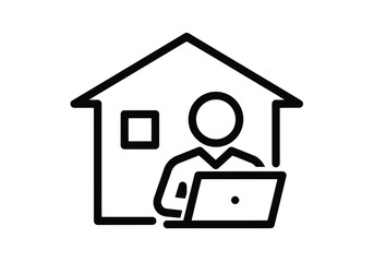 Vector illustration of a person working from home with a laptop, promoting remote work and online business
