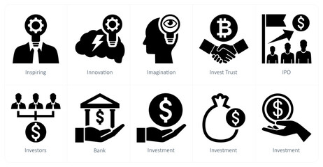 A set of 10 mix icons as inspiring, innovation, imagination