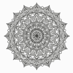 thick line mandala  solid black elements, plain white base