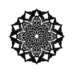 single object mandala solid black fill, white space