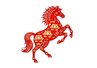 Year of the Horse Photo Image, Red Horse With Chinese Pattern Image, Lunar New Year, Chinese New Year, Horse Shio Symbol, Horse Zodiac Image, Isolated Horse Chinese Zodiac Image, Chinese Calendar.