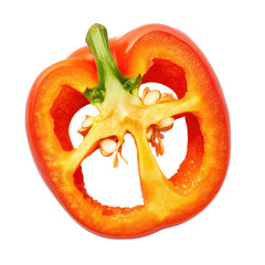 Sweet Pepper Slice Paprika on isolated transparent cutout PNG Background