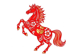 Year of the Horse Photo Image, Red Horse With Chinese Pattern Image, Lunar New Year, Chinese New Year, Horse Shio Symbol, Horse Zodiac Image, Isolated Horse Chinese Zodiac Image, Chinese Calendar.