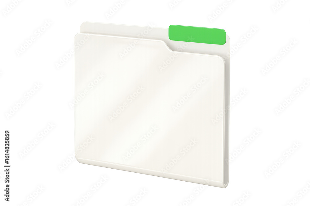 Aufkleber realistic white folder icon with green tab isolated on transparent background, representing data sto