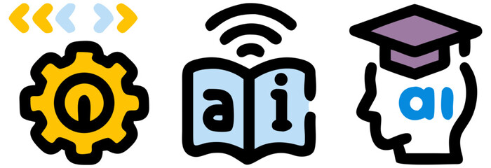 Illustration of artificial intelligence ai machine learning education technology future data science concept design on transparent background