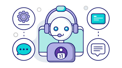 Illustration of support assistant chatbot virtual assistant customer service and help desk representative agent on transparent background