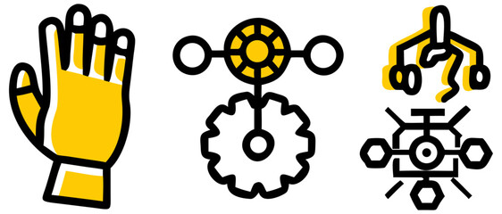 Illustration of hand gear mechanical abstract design elements art graphic concept drawing sketch artwork vector on transparent background