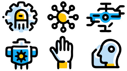 Exploring ai technology robotics automation machine learning and future innovation concept illustration vector on transparent background