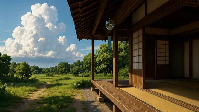 古民家の縁側と夏の風景