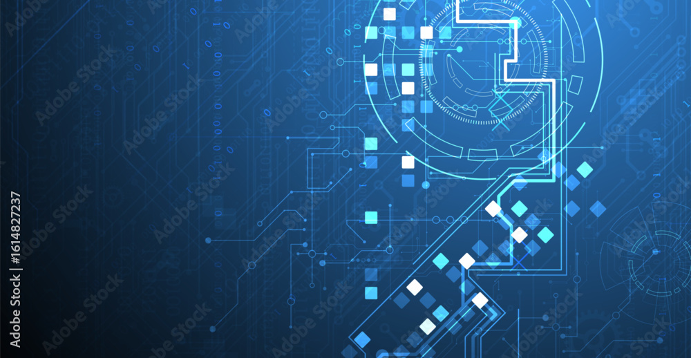 Poster abstract background. scientific and technological concept with the use of technical elements formed 