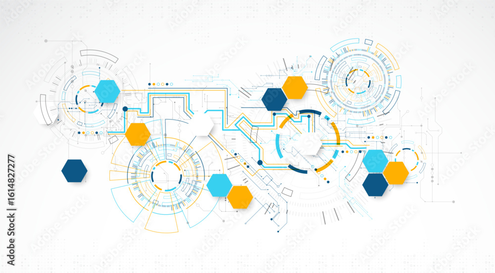 Poster abstract background. scientific and technological concept with the use of technical elements formed 