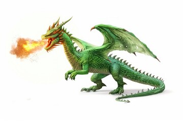 Fototapeta premium Green dragon dinosaur reptile animal.