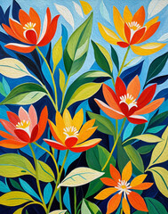 Oil painting . Artistic brush strokes. Botanical illustration for printing on wall decorations.