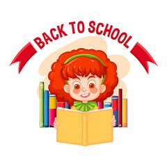 Creative Back to School Illustration with Books Pencils and Apple Fun Education Concept for Students