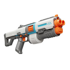 A futuristic toy weapon with a vibrant color scheme and a sleek design perfect for imaginative play and creative projects.
