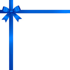A festive blue satin gift box with a red ribbon and bow, perfect for Christmas, birthday, or holiday celebrations