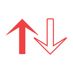 シンプルな赤色の矢印アイコン