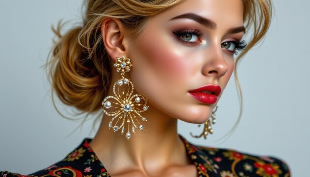 large clip on earrings in geometric or floral shapes worn for dramatic 1980s retro fashion statements