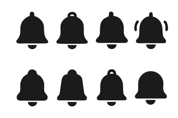 Set of Notification Bell Icons in Different States and Styles