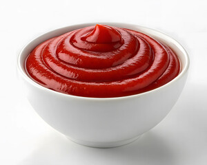 Bowl of Tomato Ketchup on White Background