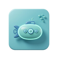 A stylized submarine illustration floats in a serene aquatic scene with bubbles suggesting underwater exploration and discovery.