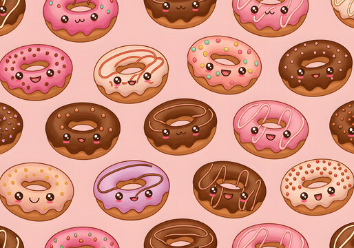 seamless pattern with funny faces