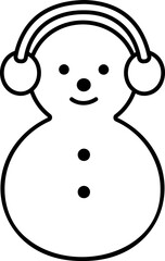 Winter Snowman character icon isolated.
Cute Holidays snowman outline.
Transparent background. svg.  