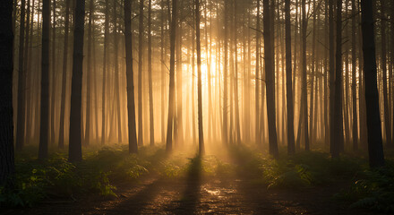 Fototapeta premium Enchanted Forest Sunbeams