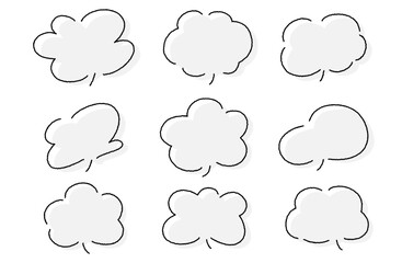 もこもこ吹き出しベクターイラストセット