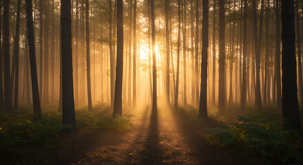 Fototapeta premium Enchanted Forest Sunbeams