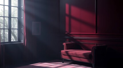 Photorealistic image bathed in gentle soft light, rich burgundy and deep blue tones, sophisticated and elegant, diffused shadows, and subtle illumination