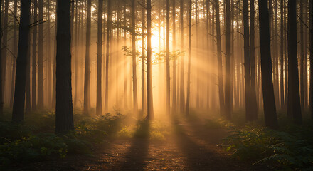 Obraz premium Enchanted Forest Sunbeams