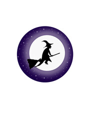 Halloween witch on a broom