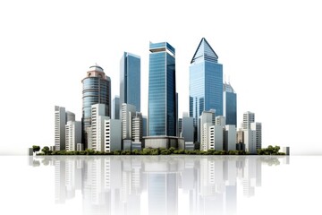 Modern urban skyline with reflections