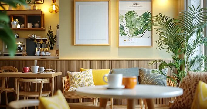 Cozy cafe interior warm colors