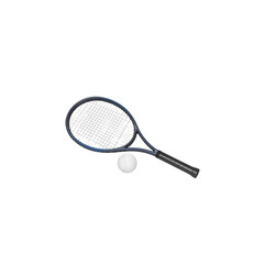 Tennis racket and tennis ball isolated on white background