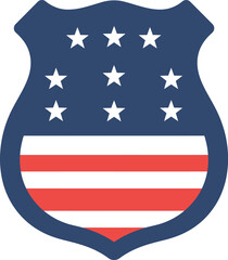 American shield emblem with stars and stripes
