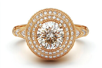 Stunning 14k gold diamond engagement ring showcases brilliant center stone and sparkling halo