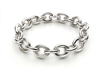 Obraz premium Elegant silver chain bracelet gleams with sophisticated style, perfect for luxury fashion.
