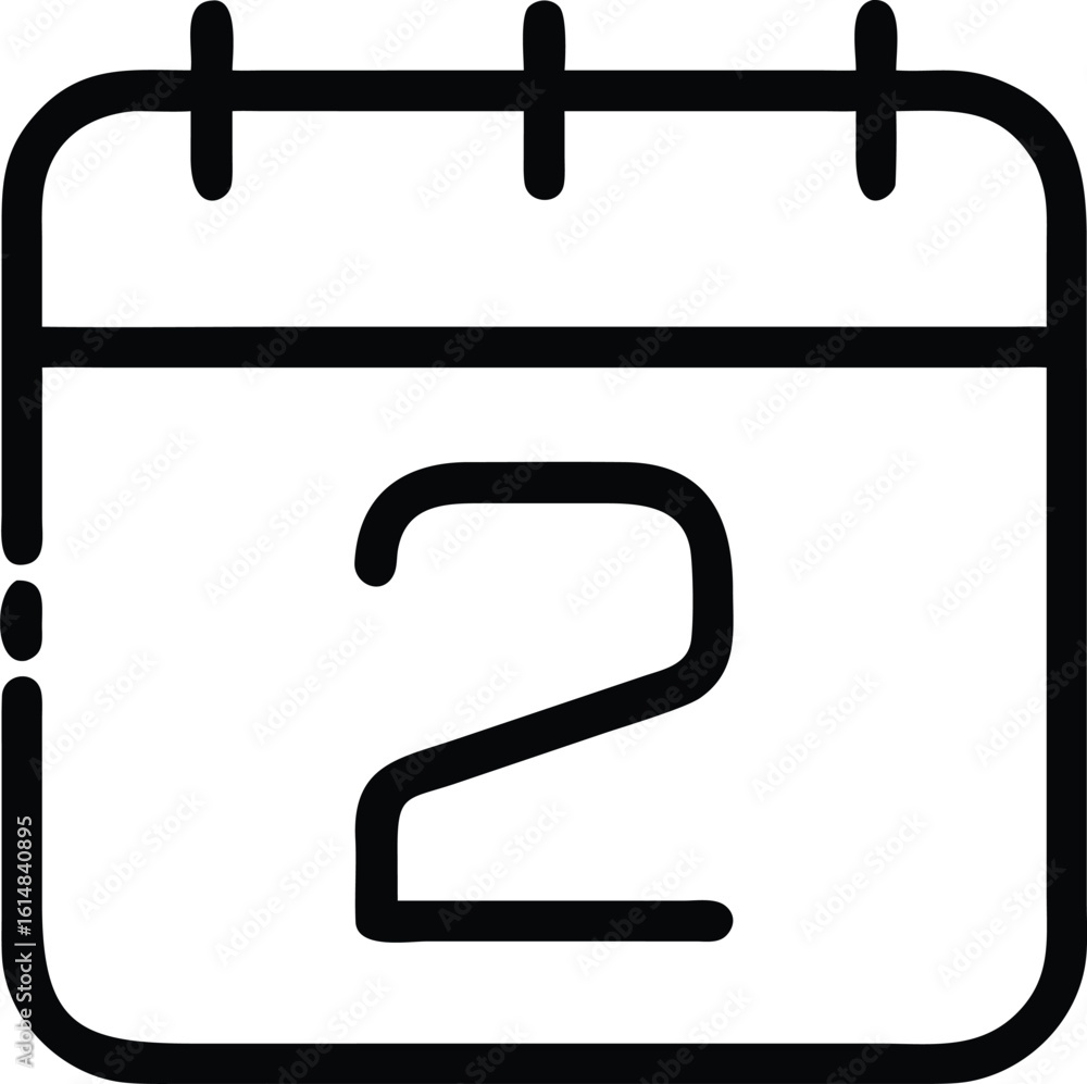 Poster calendar icon with the number two date schedule