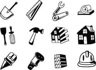 Construction Icons Set – Tools, Equipment, and Site Essentials