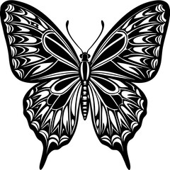 Elegant butterfly illustration with tribal style detailing for nature and beauty themed projects