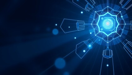 Blue technology background and abstract digital tech circle 