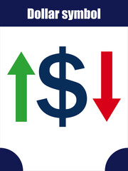Dollar symbol with up and down arrows indicating financial trends