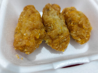 Udang keju or cheese prawns. Food menu at the Mie Gacoan restaurant, which has a crispy texture and a strong taste.	
