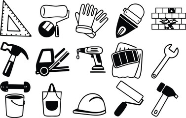 Construction Icons Set – Tools, Equipment, and Site Essentials